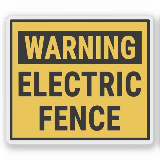 Warning Electric Fence Aufkleber (Vorderseite)