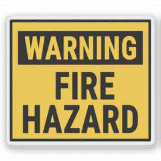 Warning Fire Hazard Aufkleber