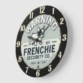 Warning French Security French Bulldog Große Wanduhr (Winkel)