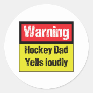 Warning Hockey Vater Yells Louly Runder Aufkleber