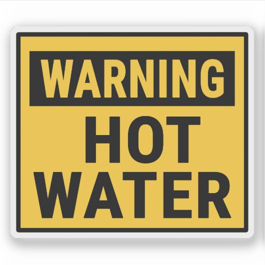 Warning Hot Water  Aufkleber (Vorderseite)