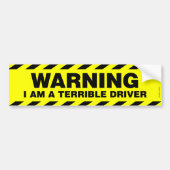 WARNING: ICH BIN EIN SCHRECKLICHER FAHRER AUTOAUFKLEBER (Vorne)