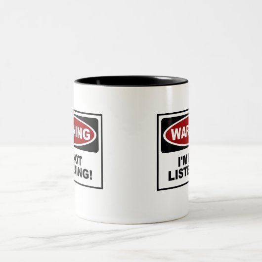 WARNING: Ich HÖRE NICHT Zweifarbige Tasse (Mittel)