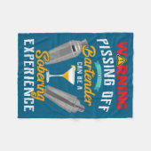 Warning Ing Off The Bartender Funny Sarcastic Bart Fleecedecke (Vorderseite (Horizontal))