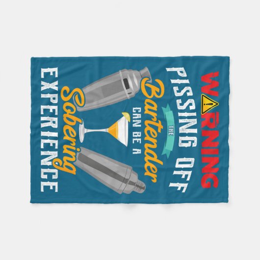 Warning Ing Off The Bartender Funny Sarcastic Bart Fleecedecke (Vorderseite (Horizontal))