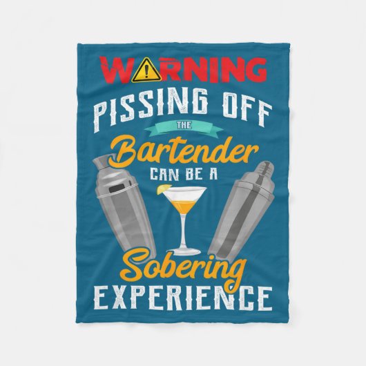 Warning Ing Off The Bartender Funny Sarcastic Bart Fleecedecke (Vorderseite)