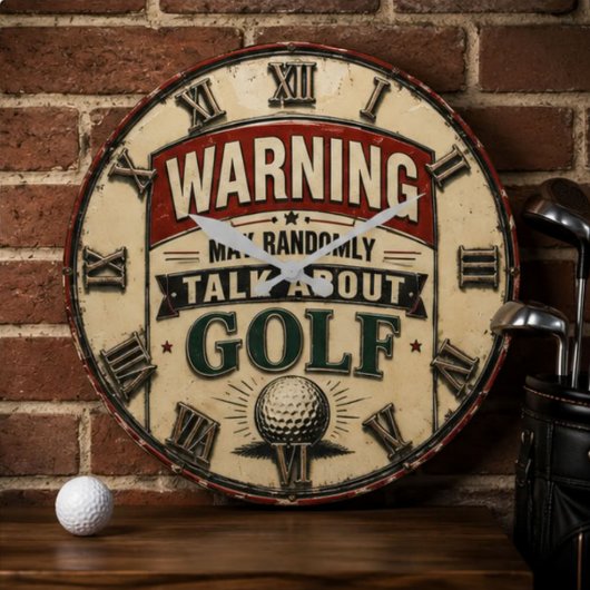 Warning May Randomly Talk About Golf Große Wanduhr