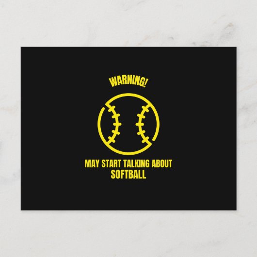 Warning may start talking about softball funny bas postkarte (Vorderseite)