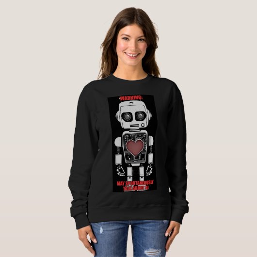 Warning: May Talk About AI Black Sweatshirt (Vorne ganz)