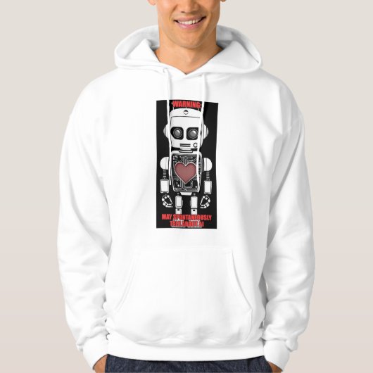 Warning: May Talk About AI Men's White  Hoodie (Vorderseite)