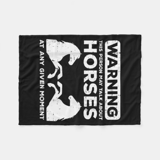 Warning May Talk About Horses Funny Riding Men Wom Fleecedecke (Vorderseite (Horizontal))