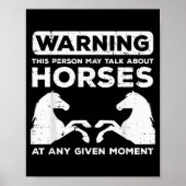 Warning May Talk About Horses Funny Riding Men Wom Poster (Vorne)