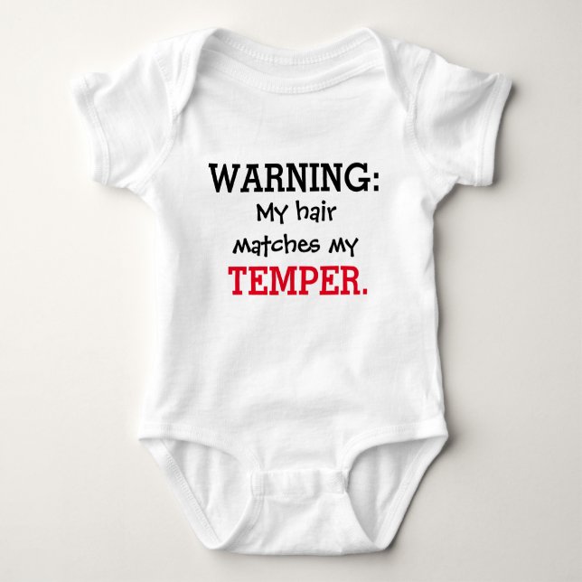 WARNING: Mein Haar bringt mein Temperament onsie Baby Strampler (Vorderseite)