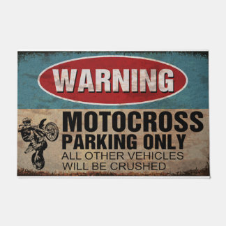 Warning Motorcross Parking Only Fußmatte