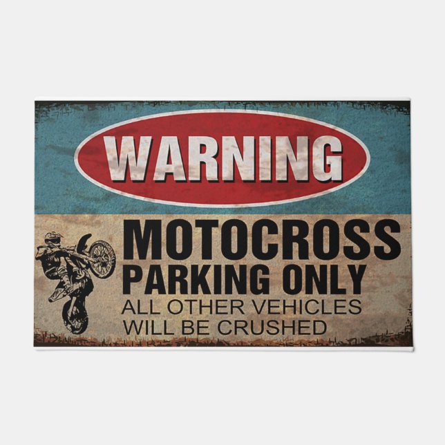 Warning Motorcross Parking Only Fußmatte (Vorderseite)