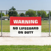 Warning No Lifeguard on Duty red and white Banner (InSitu)
