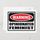 Warning OPINIONATED FEMINIST Postkarte (Vorne/Hinten)