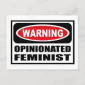 Warning OPINIONATED FEMINIST Postkarte (Vorderseite)