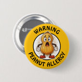 Warning Peanut Allergy Alert   Button (Vorne & Hinten)