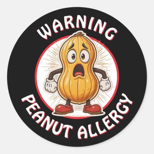 Warning Peanut Allergy Alert   Runder Aufkleber (Vorderseite)