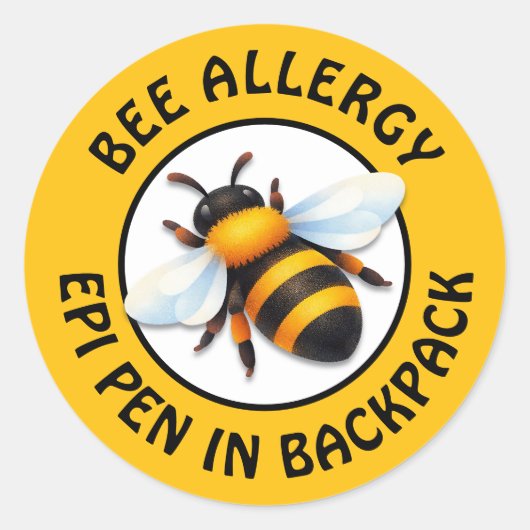 Warning Severe BEE Allergy Alert Button Runder Aufkleber (Vorderseite)