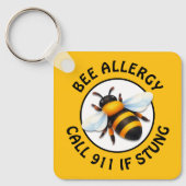 Warning Severe BEE Allergy Alert Button Schlüsselanhänger (Vorderseite)