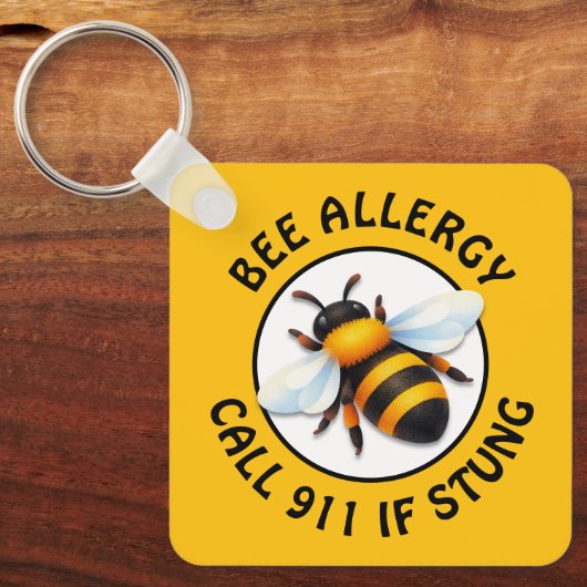 Warning Severe BEE Allergy Alert Button Schlüsselanhänger (Vorderseite)