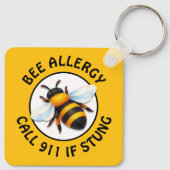 Warning Severe BEE Allergy Alert Button Schlüsselanhänger (Rückseite)