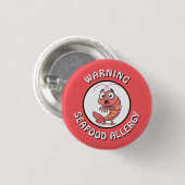Warning Severe Seafood Allergy Alert Button (Vorne & Hinten)