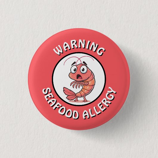 Warning Severe Seafood Allergy Alert Button (Vorderseite)