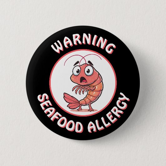 Warning Severe Seafood Allergy Alert Button (Vorderseite)