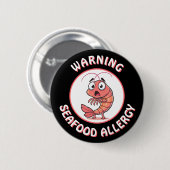 Warning Severe Seafood Allergy Alert Button (Vorne & Hinten)