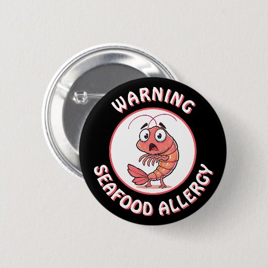 Warning Severe Seafood Allergy Alert Button (Vorne & Hinten)