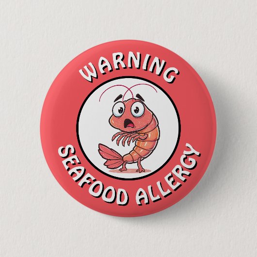 Warning Severe Seafood Allergy Alert Button (Vorderseite)