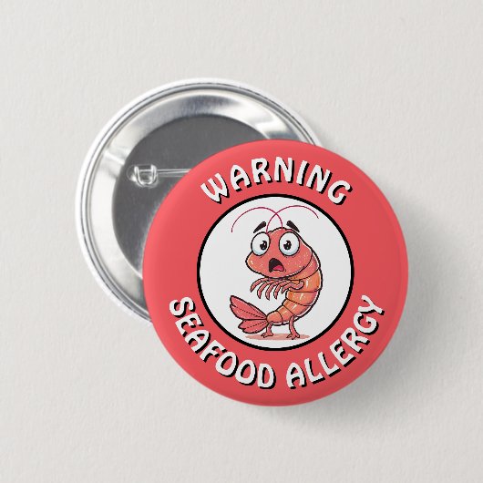 Warning Severe Seafood Allergy Alert Button (Vorne & Hinten)