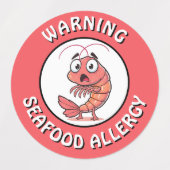 Warning Severe Seafood Allergy Alert Button Etiketten (Design 1)
