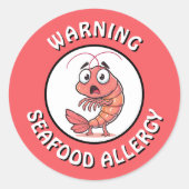 Warning Severe Seafood Allergy Alert Button Runder Aufkleber (Vorderseite)