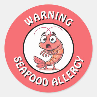 Warning Severe Seafood Allergy Alert Button Runder Aufkleber