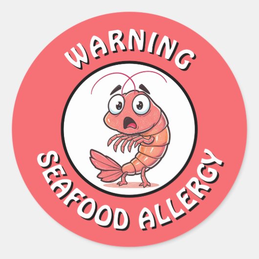 Warning Severe Seafood Allergy Alert Button Runder Aufkleber (Vorderseite)
