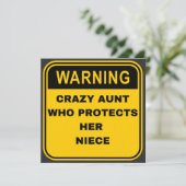 Warning Sign Crazy Tante schützt ihr Nichte Dankeskarte (Stehend Vorderseite)