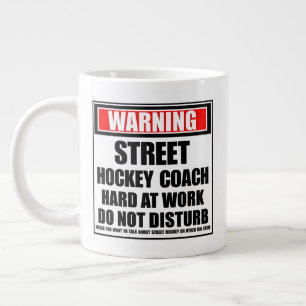 Warning Street Hockey Coach hart am Arbeitsplatz Jumbo-Tasse