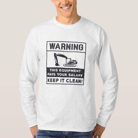 Warning This Equipment Excavator Construction T-Shirt (Vorderseite)