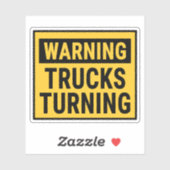 Warning Trucks Turning Aufkleber (Blatt)