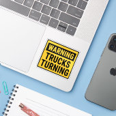 Warning Trucks Turning Aufkleber (Laptop mit iPhone)