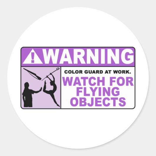 WARNING Watch for Flying Objects! Runder Aufkleber (Vorderseite)