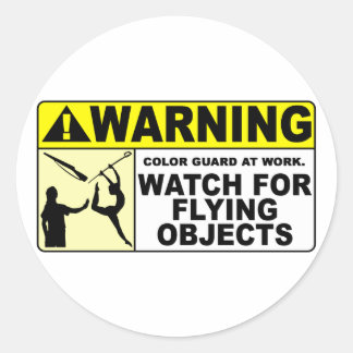 WARNING Watch for Flying Objects! Runder Aufkleber