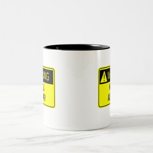 Warning Work Allergy Funny Two-Tone-Kaffee-Tasse Zweifarbige Tasse (Mittel)