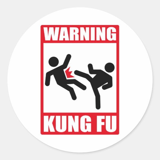 Warnkung fu runder aufkleber (Vorderseite)