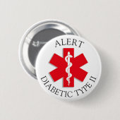 Warnschaltfläche für Diabetiker Typ 2 Button (Vorne & Hinten)