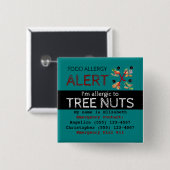 Warnschild für aquamarine Baumnuss-Lebensmittelall Button (Vorne & Hinten)